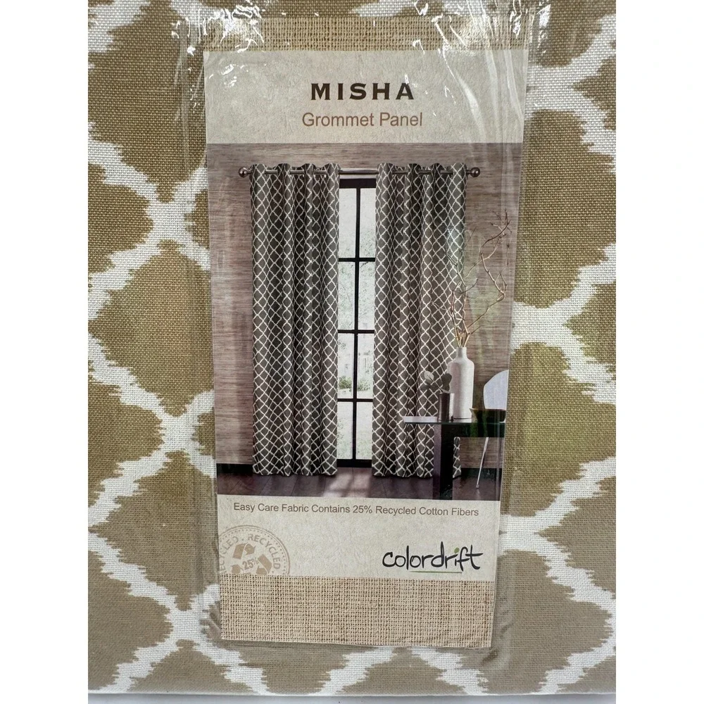 Colordrift Misha 52x108 Latte Lattice Grommet Panel Curtain New with Tags
